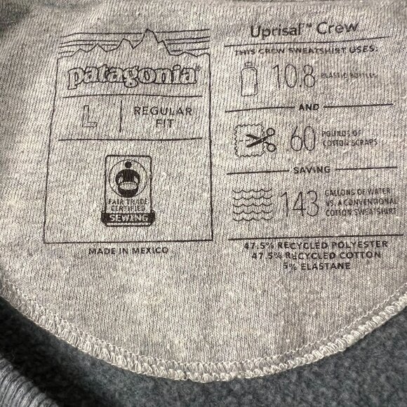 Patagonia Live Simply Gray Crewneck Sweatshirt Recycled Womens L Camping Outdoor - Picture 5 of 11